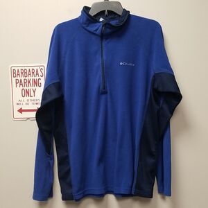 COLUMBIA Lightweight Men's Blue/Black  Half zip Fleece Pullover SZ Large